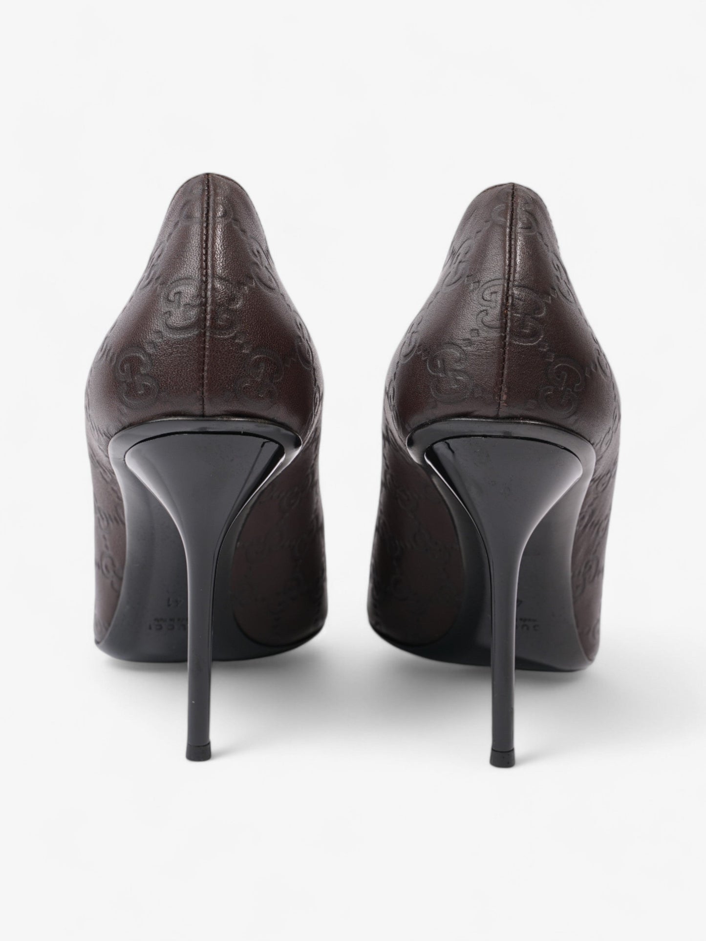 Gucci Guccissima Heels 115mm Chocolate Brown Leather EU 41 UK 8