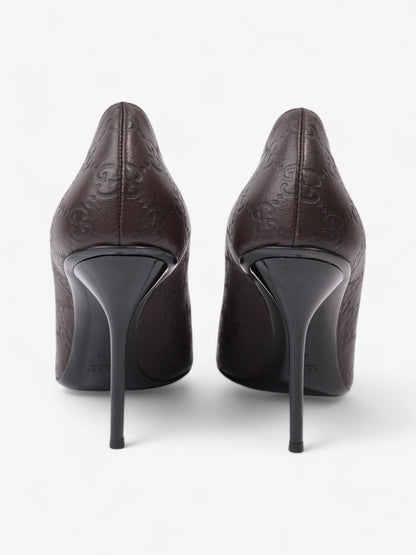 Gucci Guccissima Heels 115mm Chocolate Brown Leather EU 41 UK 8