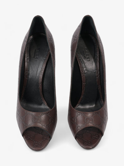 Gucci Guccissima Heels 115mm Chocolate Brown Leather EU 41 UK 8