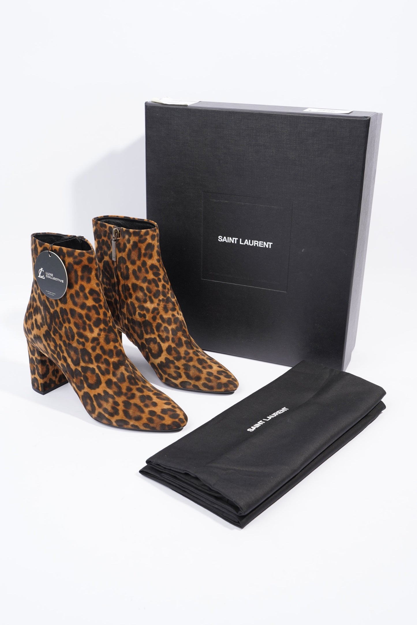 Saint Laurent Lou Ankle Boots 75 Leopard Print Suede EU 39 UK 6