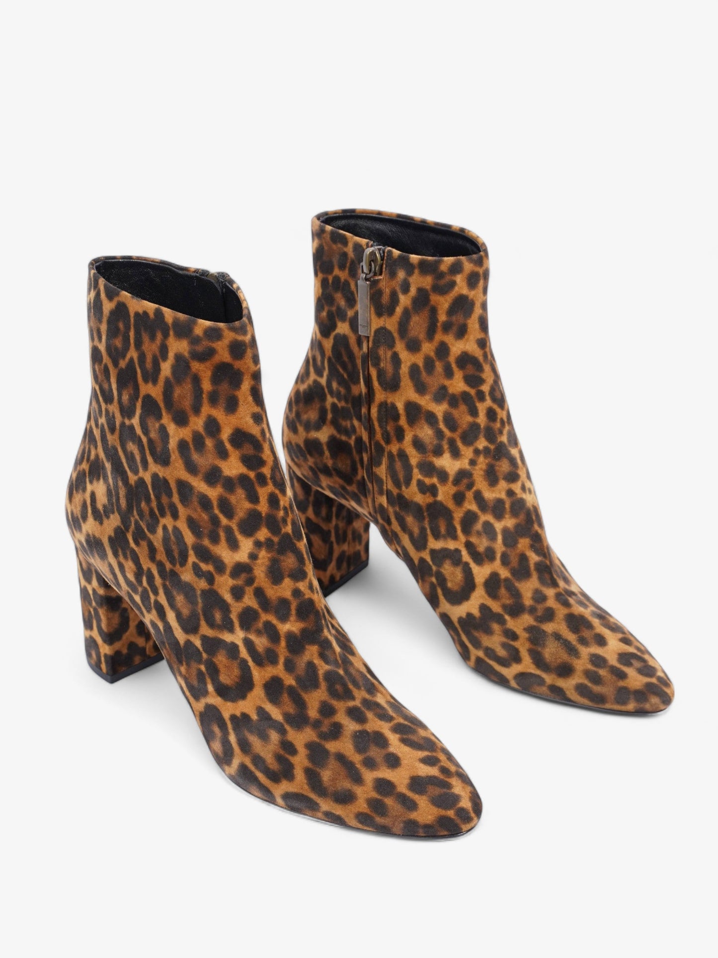 Saint Laurent Lou Ankle Boots 75 Leopard Print Suede EU 39 UK 6