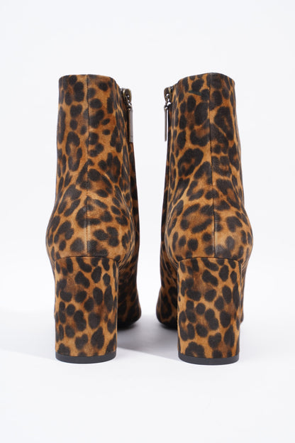 Saint Laurent Lou Ankle Boots 75 Leopard Print Suede EU 39 UK 6