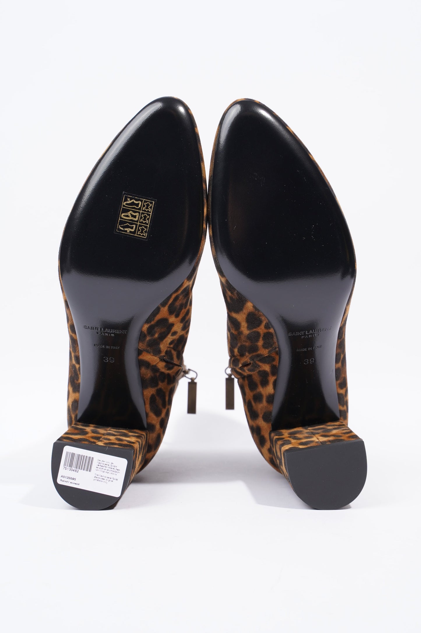 Saint Laurent Lou Ankle Boots 75 Leopard Print Suede EU 39 UK 6