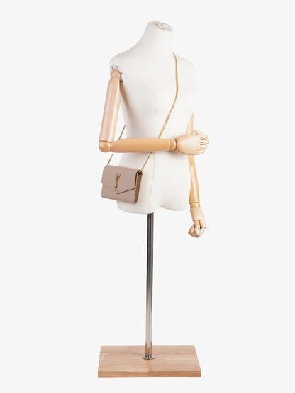 Saint Laurent Uptown Chain Wallet Nude Leather