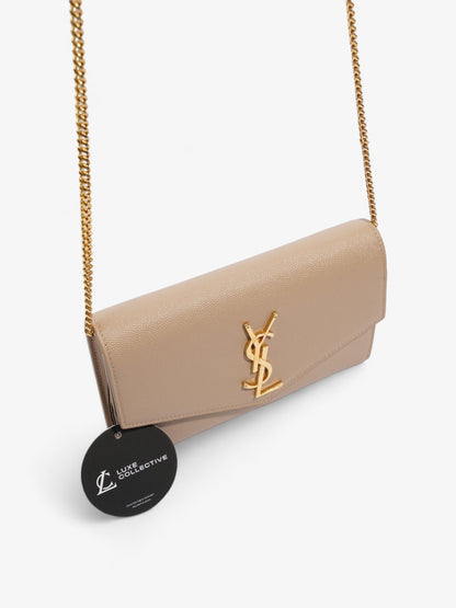 Saint Laurent Uptown Chain Wallet Nude Leather