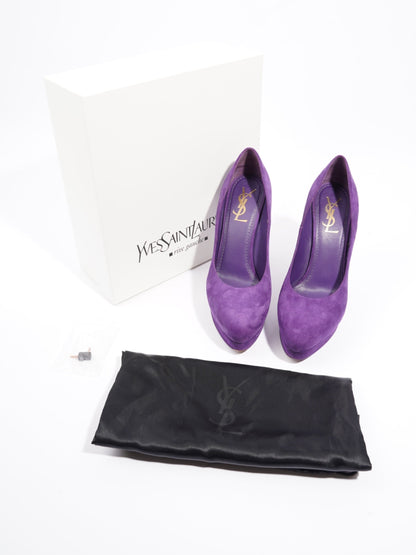 Saint Laurent Gaby Pump 125mm Purple Suede EU 38 UK 5