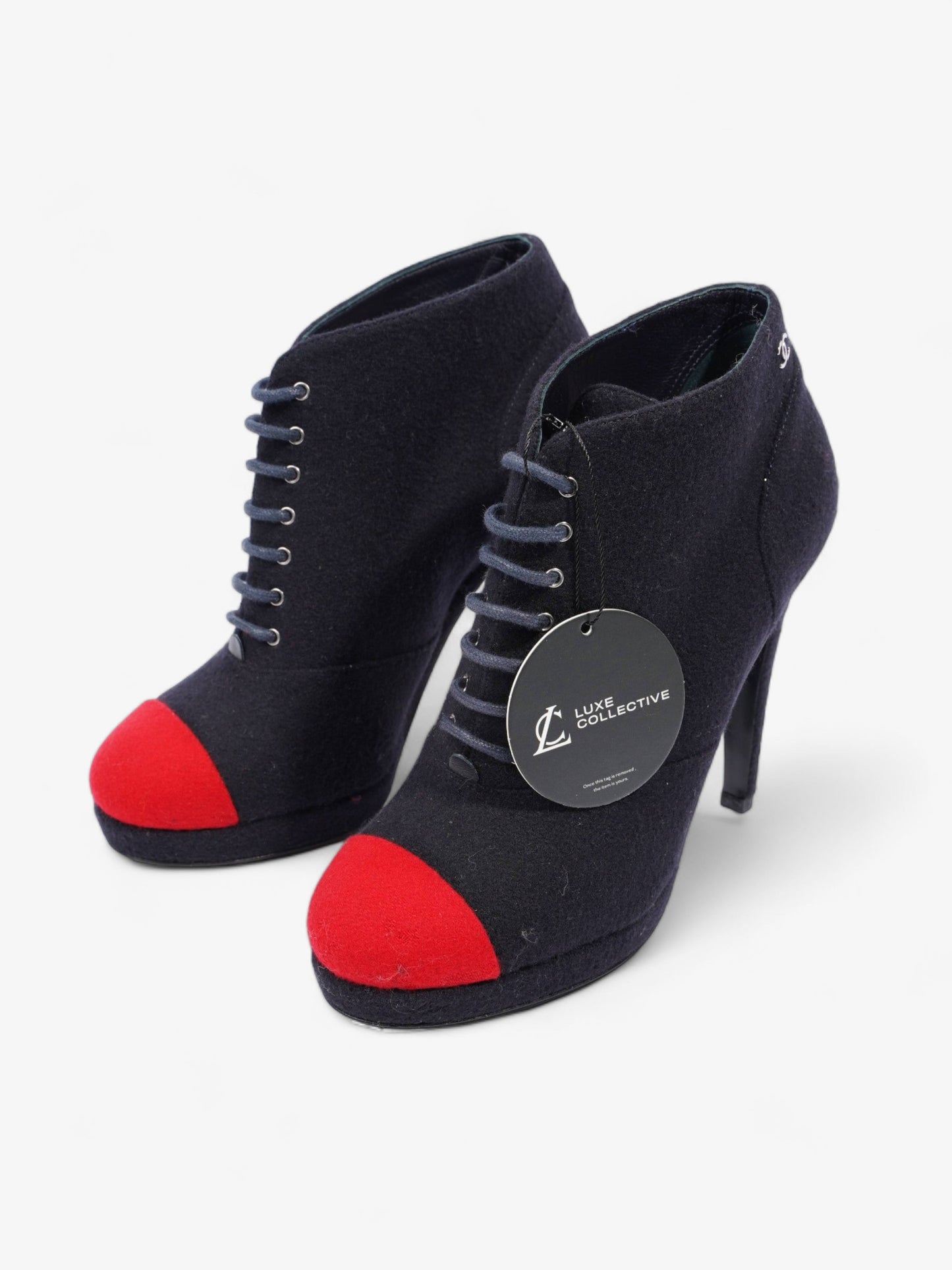 Chanel Short Boots Navy / Red Fabric EU 38 UK 5
