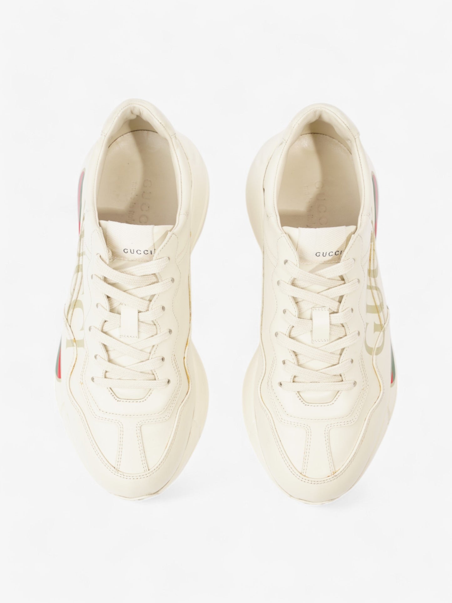 Gucci Rhyton Sneakers Beige  / Red / Green Leather EU 42.5 UK 8.5