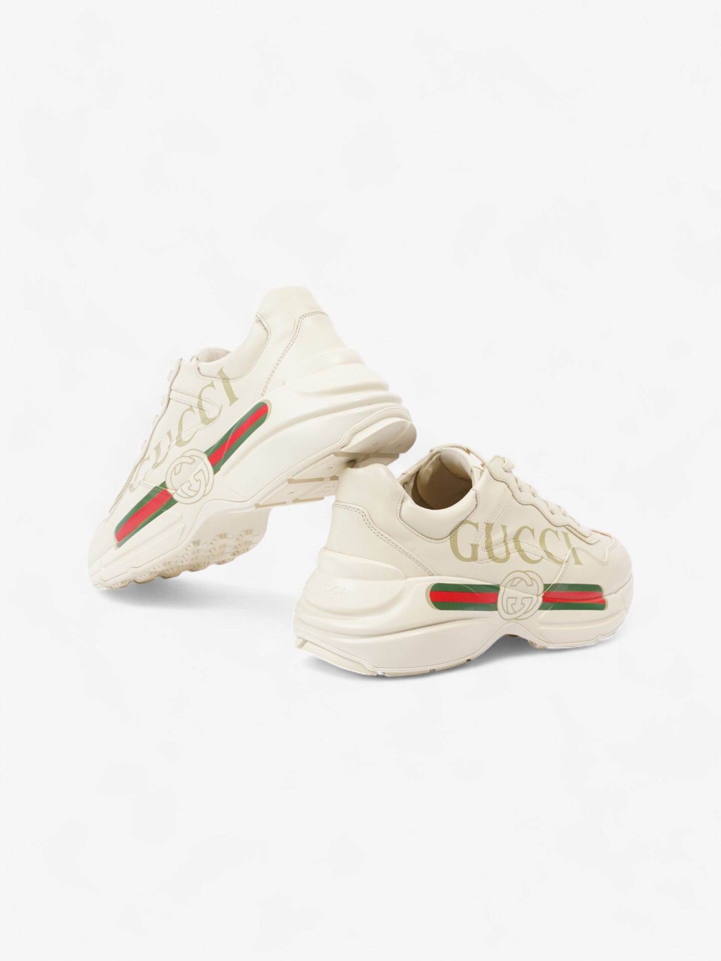 Gucci Rhyton Sneakers Beige  / Red / Green Leather EU 42.5 UK 8.5
