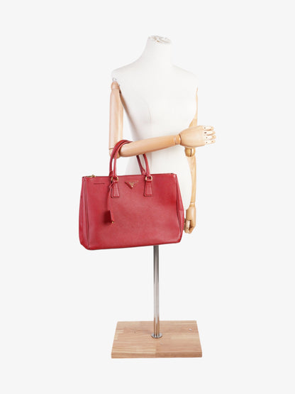 Prada Galleria Double Zip Tote Red Saffiano Leather Large