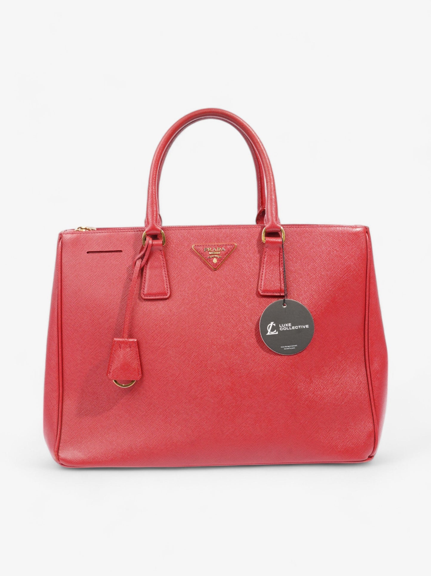 Prada Galleria Double Zip Tote Red Saffiano Leather Large