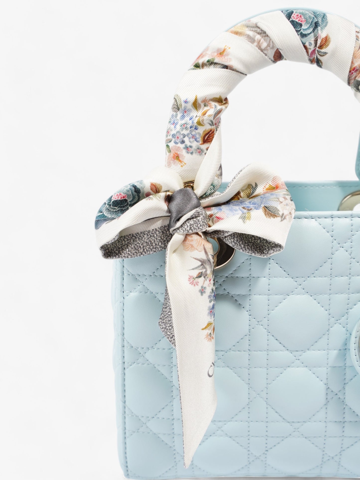 Christian Dior Lady Dior Pale Blue Lambskin Leather Small