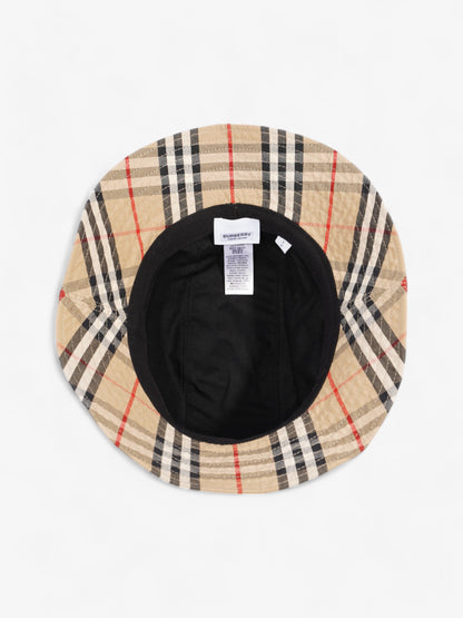 Burberry Supernova Check Bucket Hat Honey Beige Cotton Large