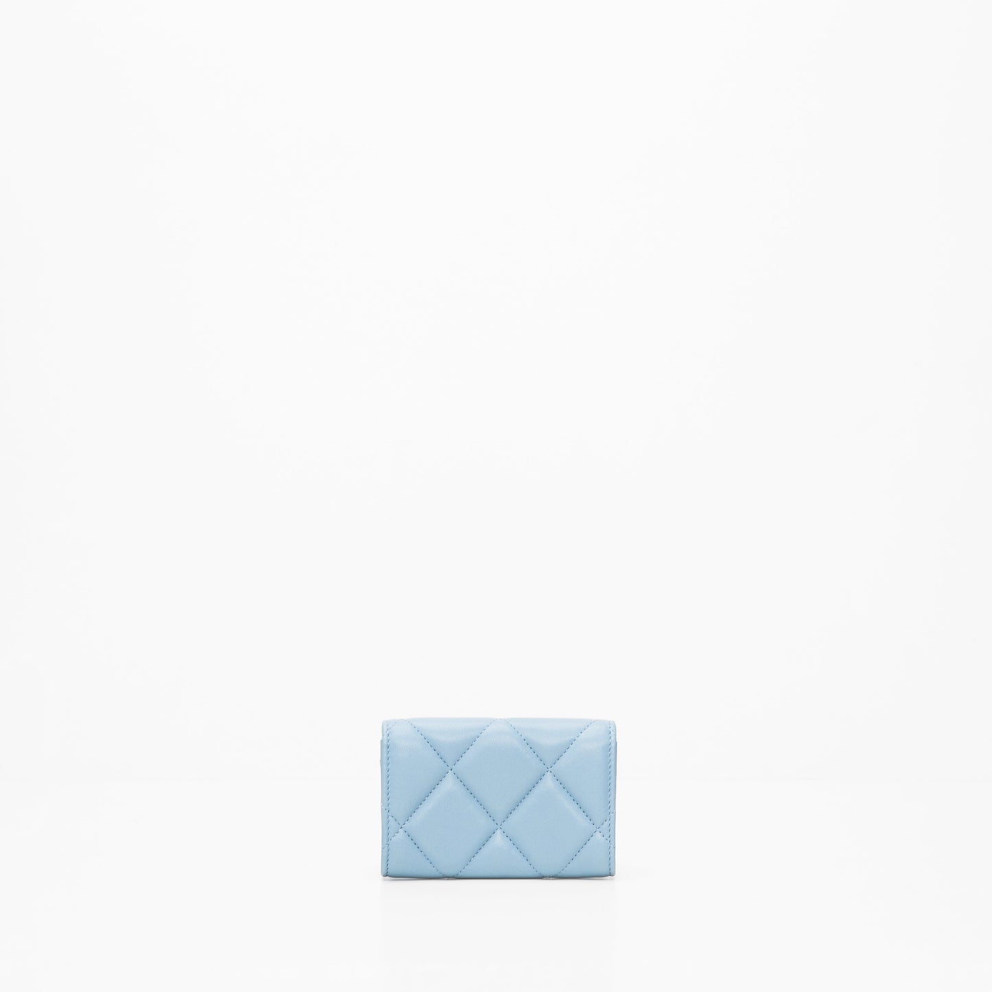 Chanel 19 Quilted Flap Card Holder Blue Lambskin
