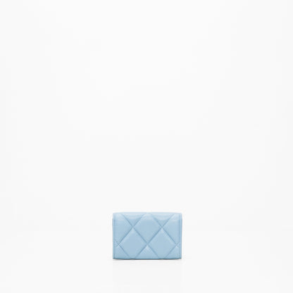 Chanel 19 Quilted Flap Card Holder Blue Lambskin