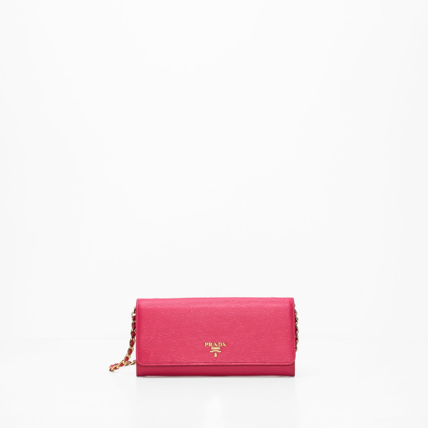 prada saffiano pink leather flap wallet