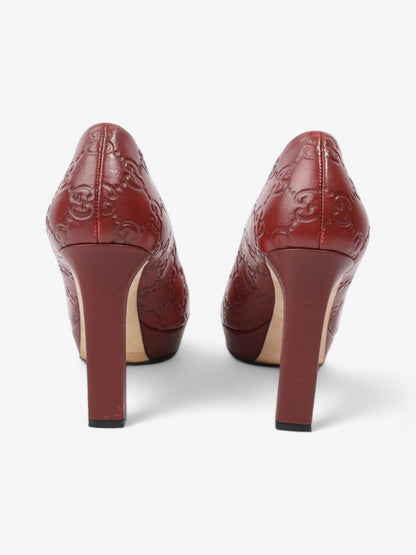 Gucci GG Embossed Heels Burgundy Embossed Leather EU 37 UK 4