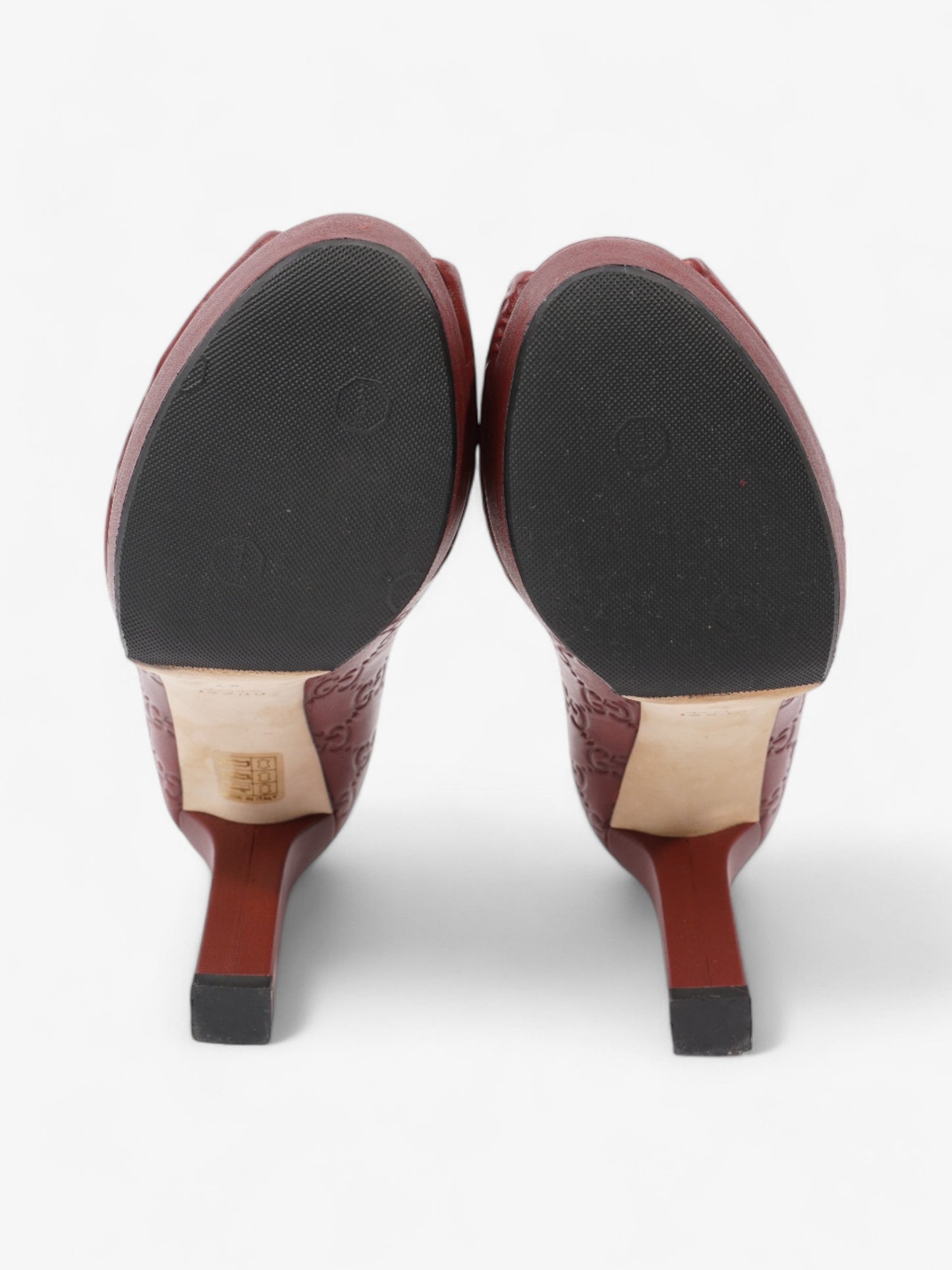 Gucci GG Embossed Heels Burgundy Embossed Leather EU 37 UK 4