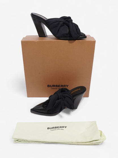 Burberry Tillington Ankle-Wrap Point-Toe Mules 75mm Black Leather EU 37 UK 4