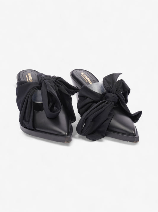 Burberry Tillington Ankle-Wrap Point-Toe Mules 75mm Black Leather EU 37 UK 4