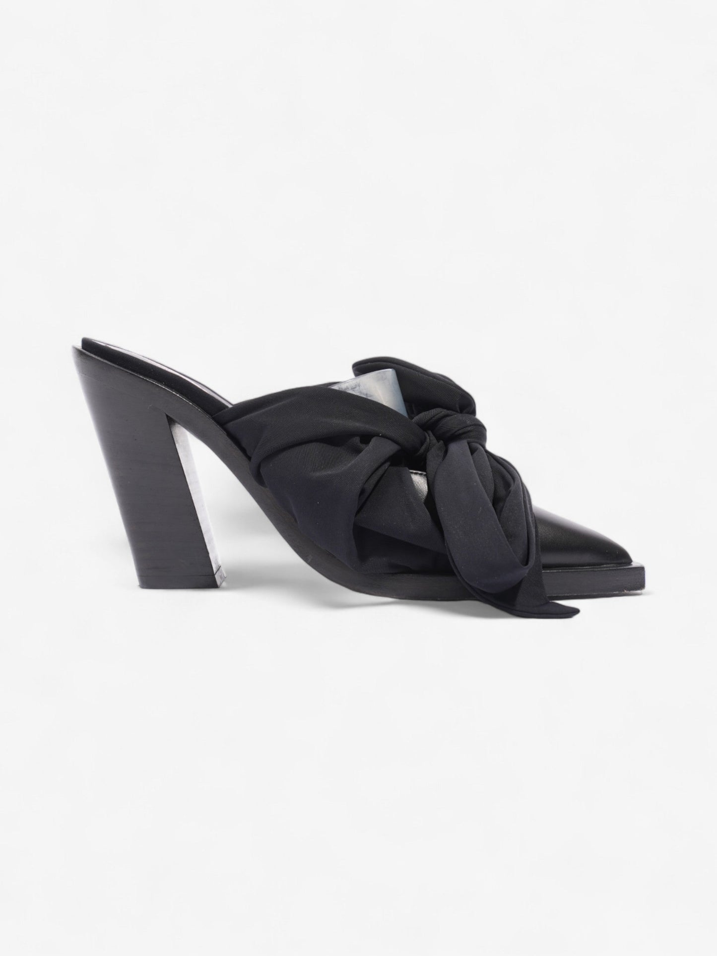 Burberry Tillington Ankle-Wrap Point-Toe Mules 75mm Black Leather EU 37 UK 4