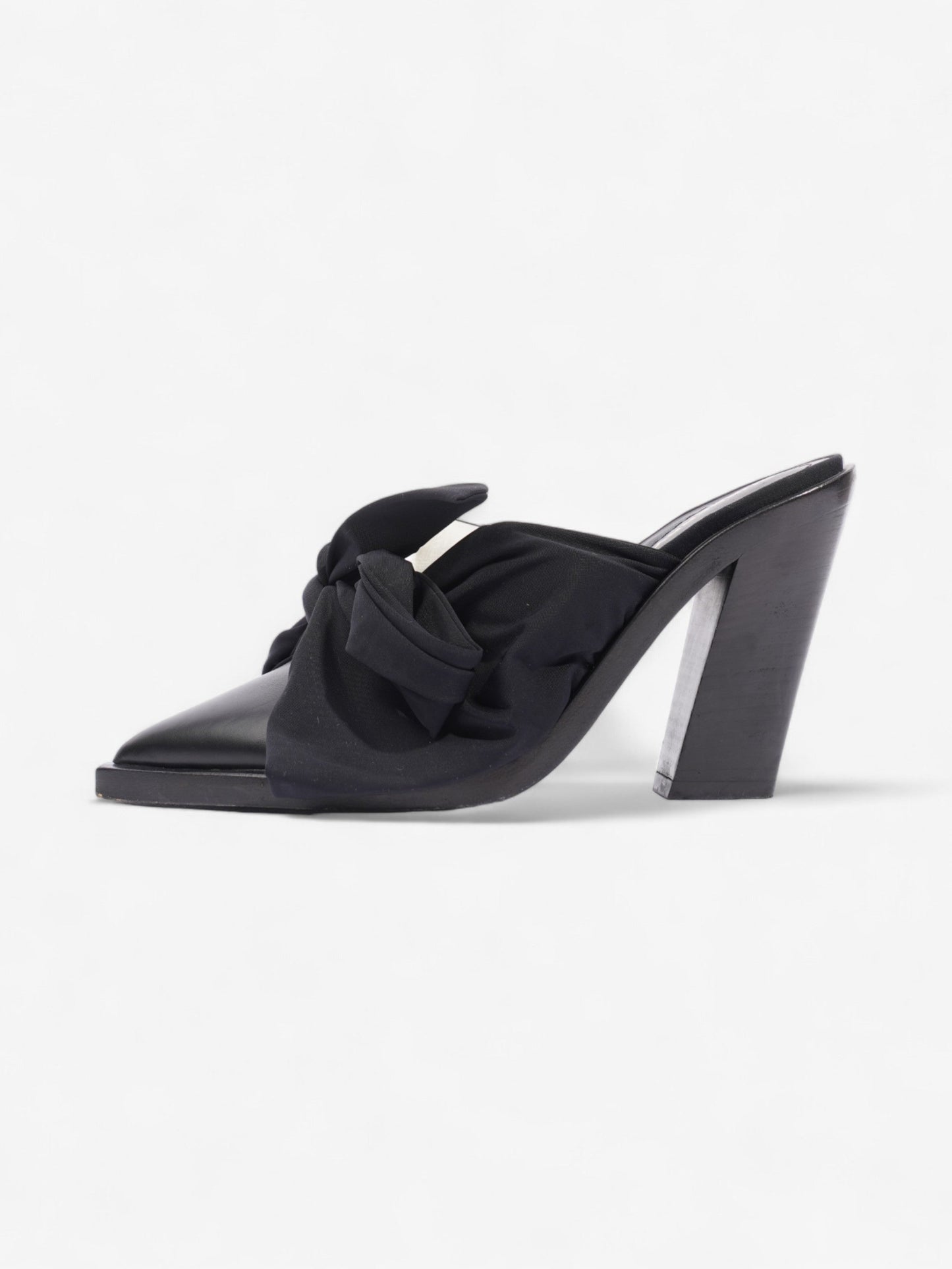 Burberry Tillington Ankle-Wrap Point-Toe Mules 75mm Black Leather EU 37 UK 4