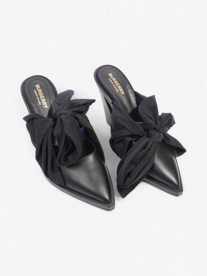 Burberry Tillington Ankle-Wrap Point-Toe Mules 75mm Black Leather EU 37 UK 4