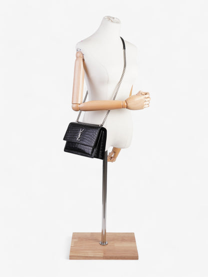 Saint Laurent Sunset Black Embossed Leather Medium