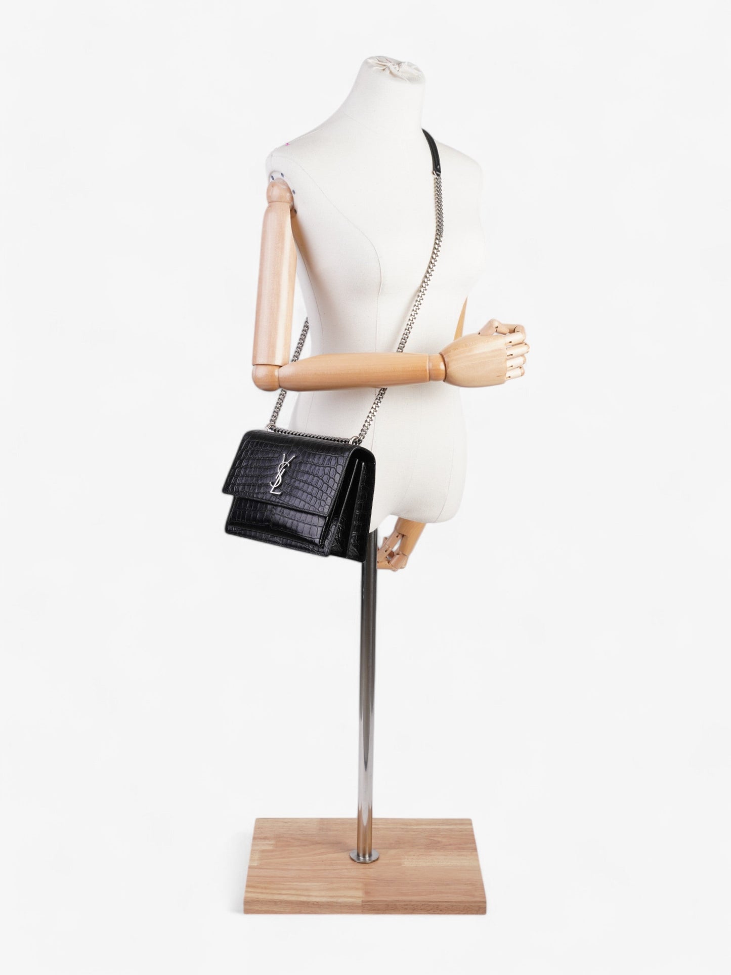 Saint Laurent Sunset Black Embossed Leather Medium