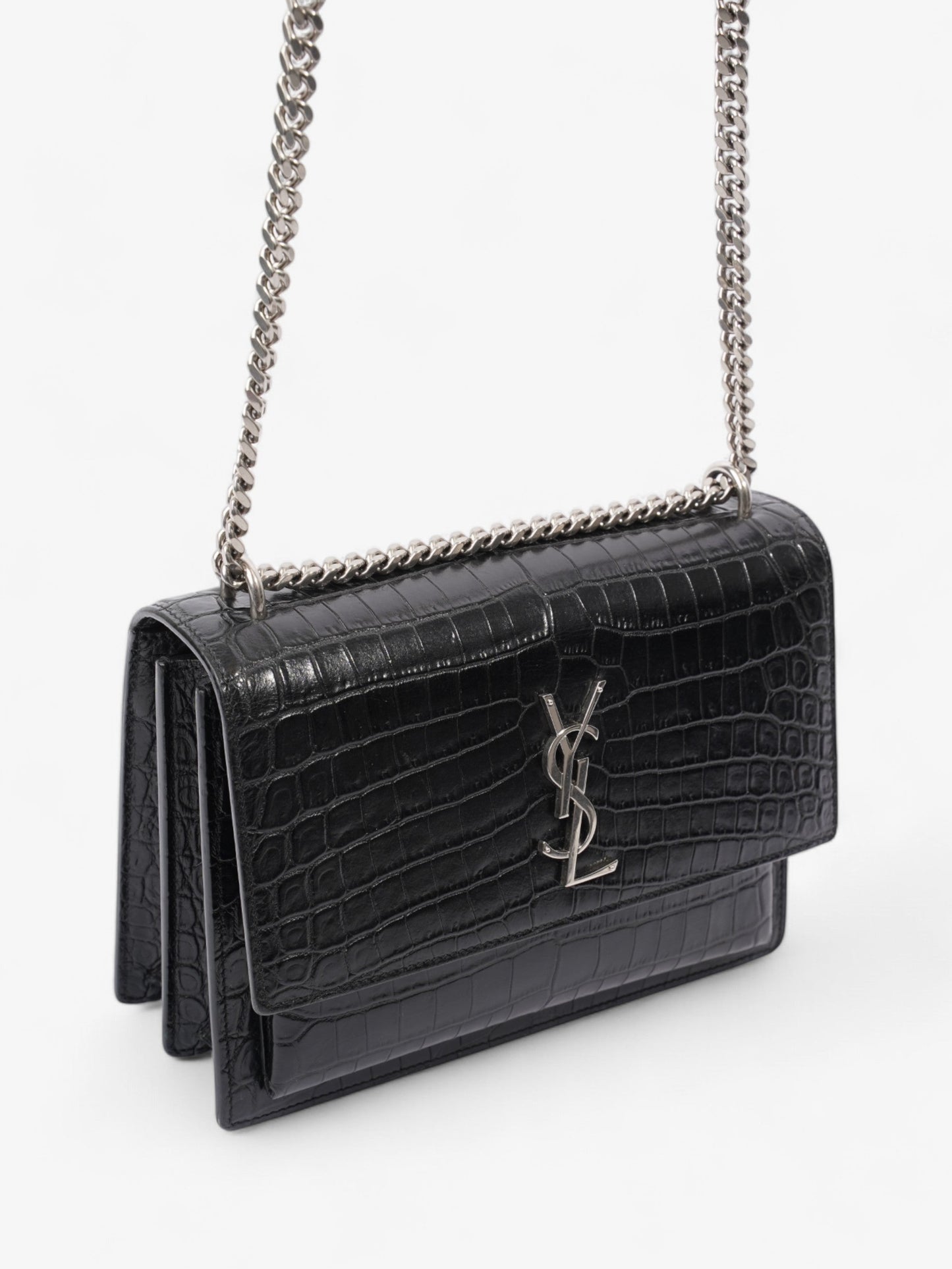 Saint Laurent Sunset Black Embossed Leather Medium