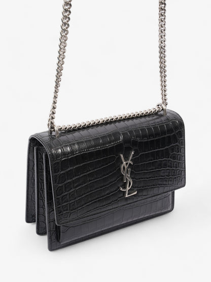 Saint Laurent Sunset Black Embossed Leather Medium