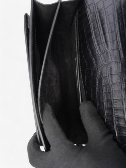 Saint Laurent Sunset Black Embossed Leather Medium