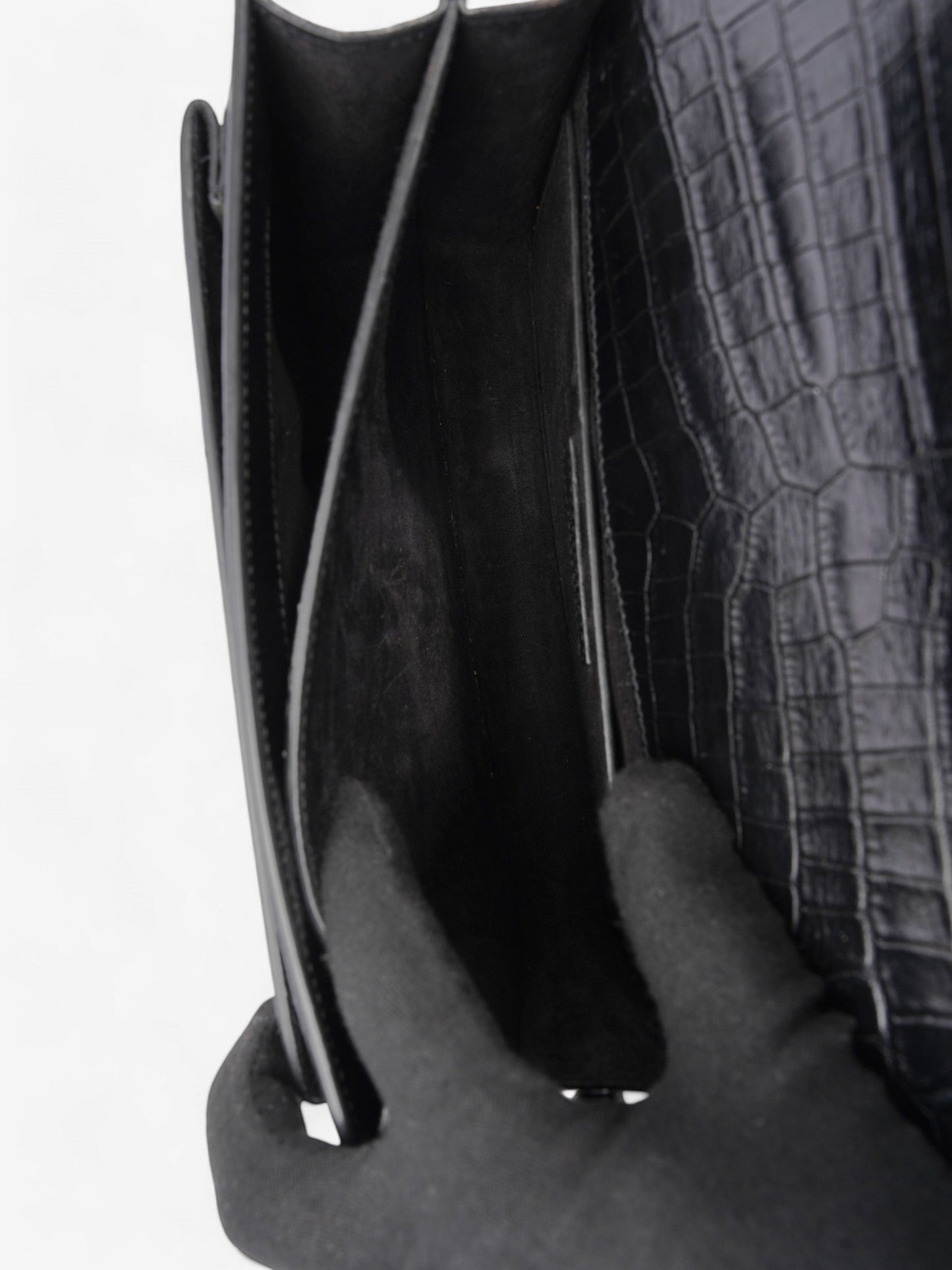 Saint Laurent Sunset Black Embossed Leather Medium