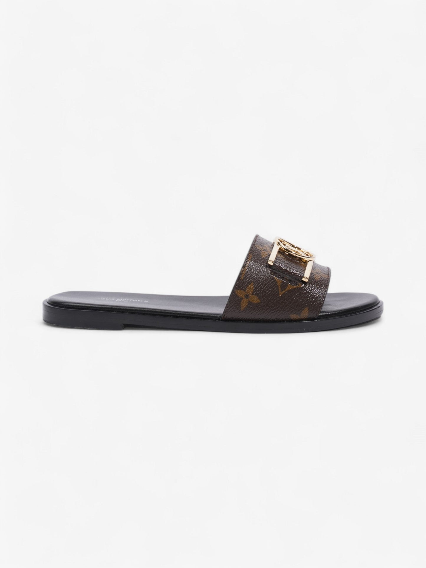 Louis Vuitton LV Lock It Flat Mules Monogram / Black Leather EU 37 UK 4
