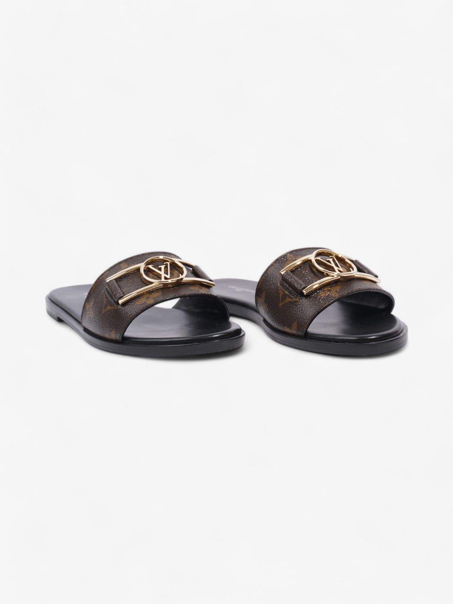 Louis Vuitton LV Lock It Flat Mules Monogram / Black Leather EU 37 UK 4