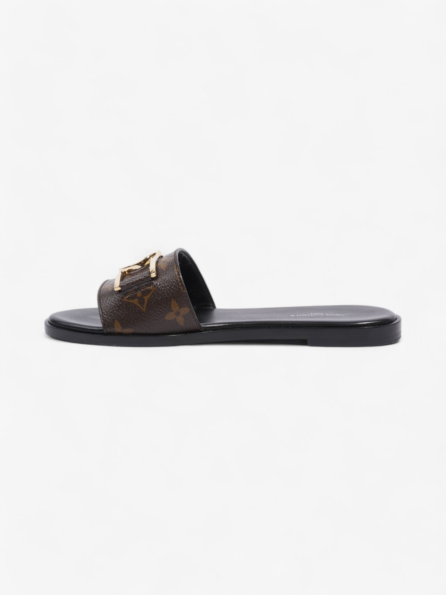 Louis Vuitton LV Lock It Flat Mules Monogram / Black Leather EU 37 UK 4