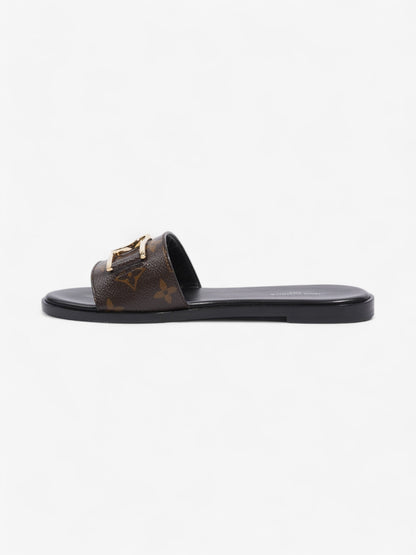 Louis Vuitton LV Lock It Flat Mules Monogram / Black Leather EU 37 UK 4