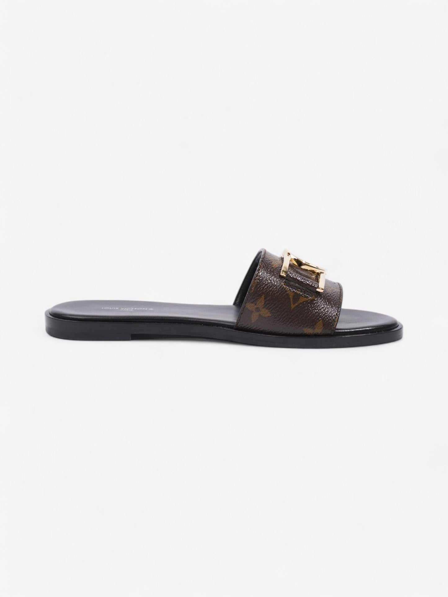 Louis Vuitton LV Lock It Flat Mules Monogram / Black Leather EU 37 UK 4