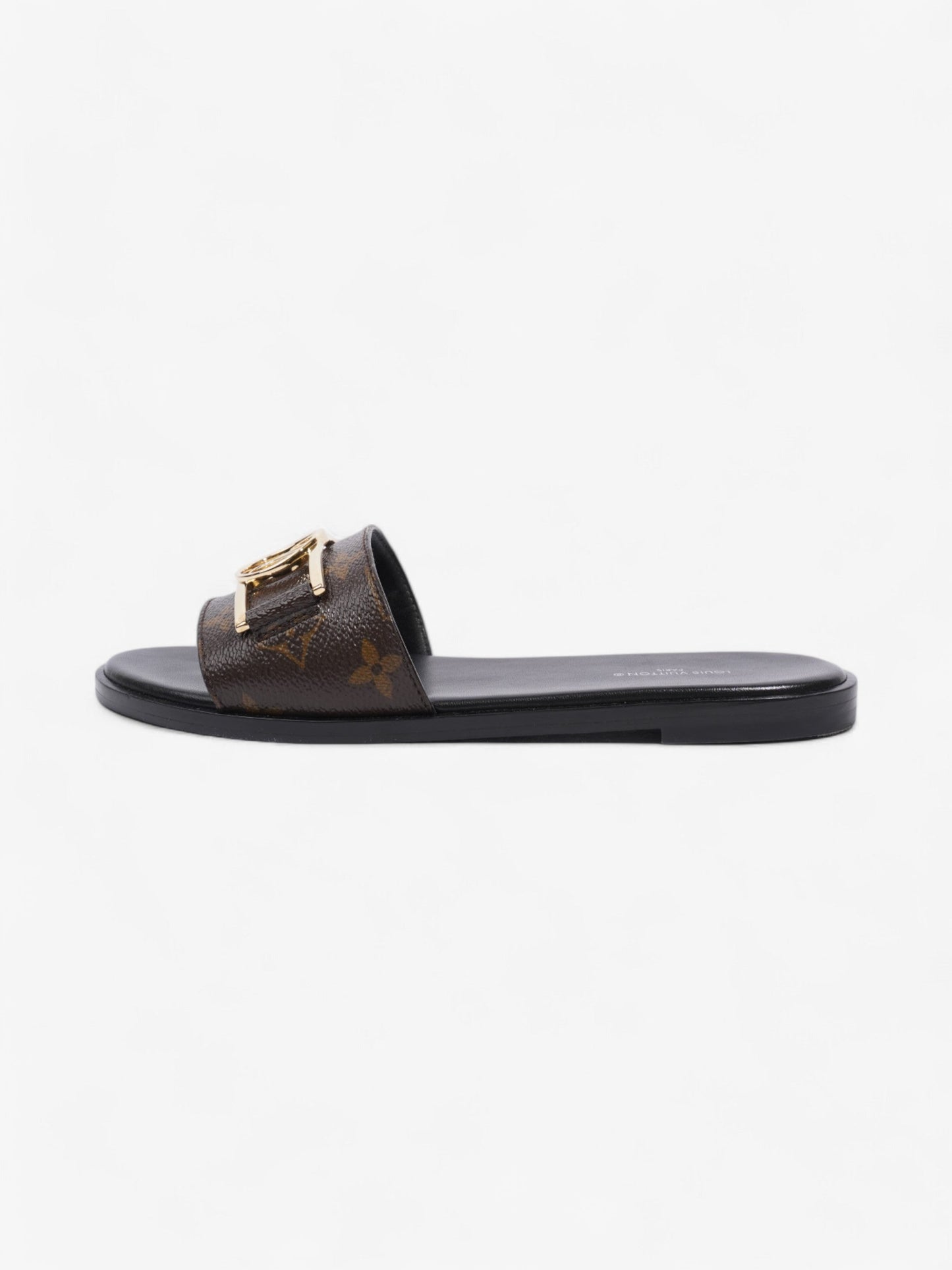 Louis Vuitton LV Lock It Flat Mules Monogram / Black Leather EU 37 UK 4