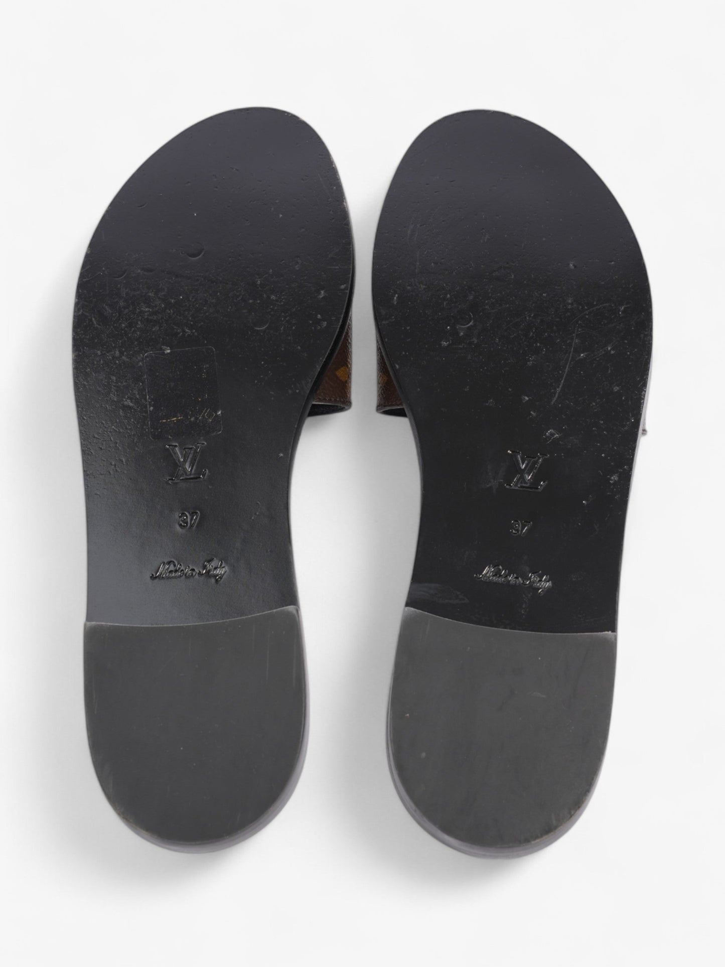 Louis Vuitton LV Lock It Flat Mules Monogram / Black Leather EU 37 UK 4
