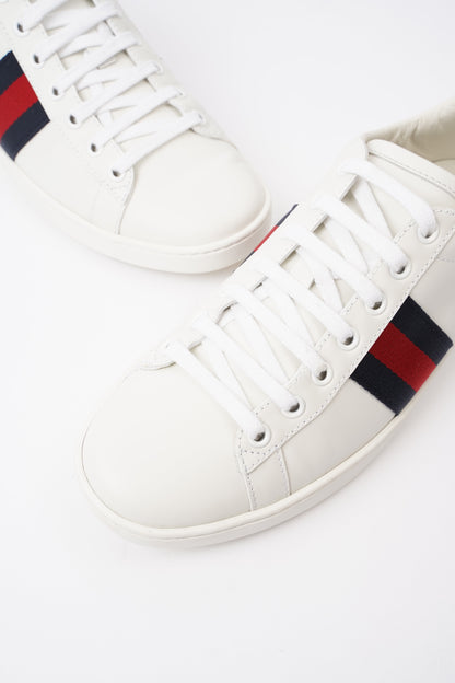 Gucci Ace Sneakers White  / Navy / Red Leather EU 39 UK 6