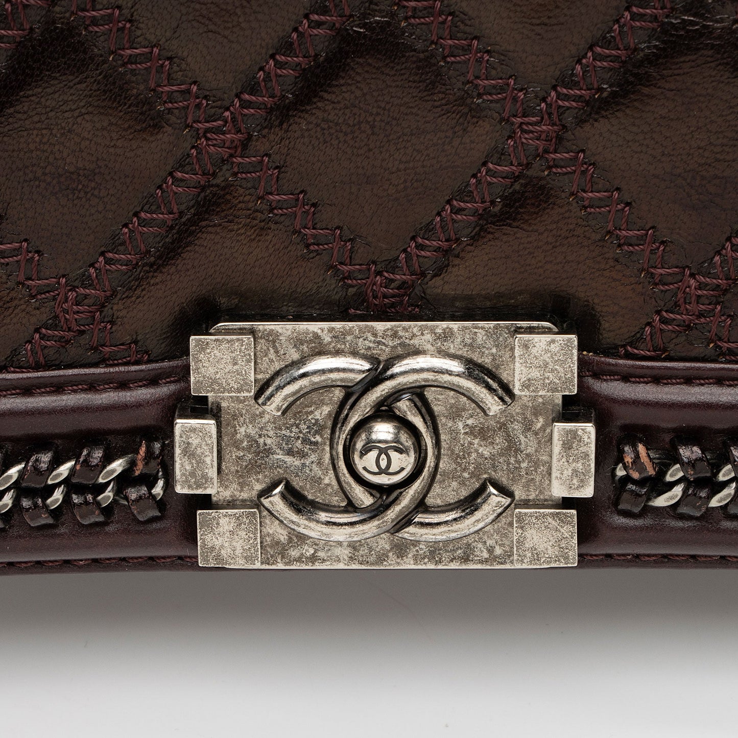 Chanel Aged Calfskin Chain Medium Top Handle Boy Bag