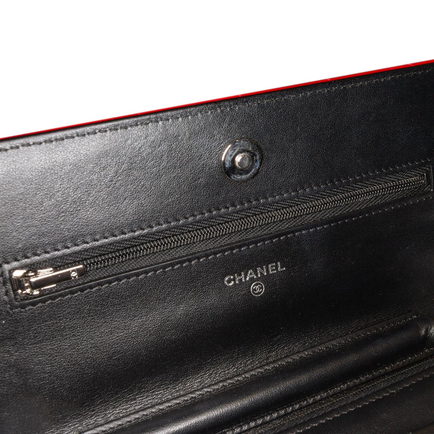 Chanel CC Bicolor Quilted Patent Wallet on Chain