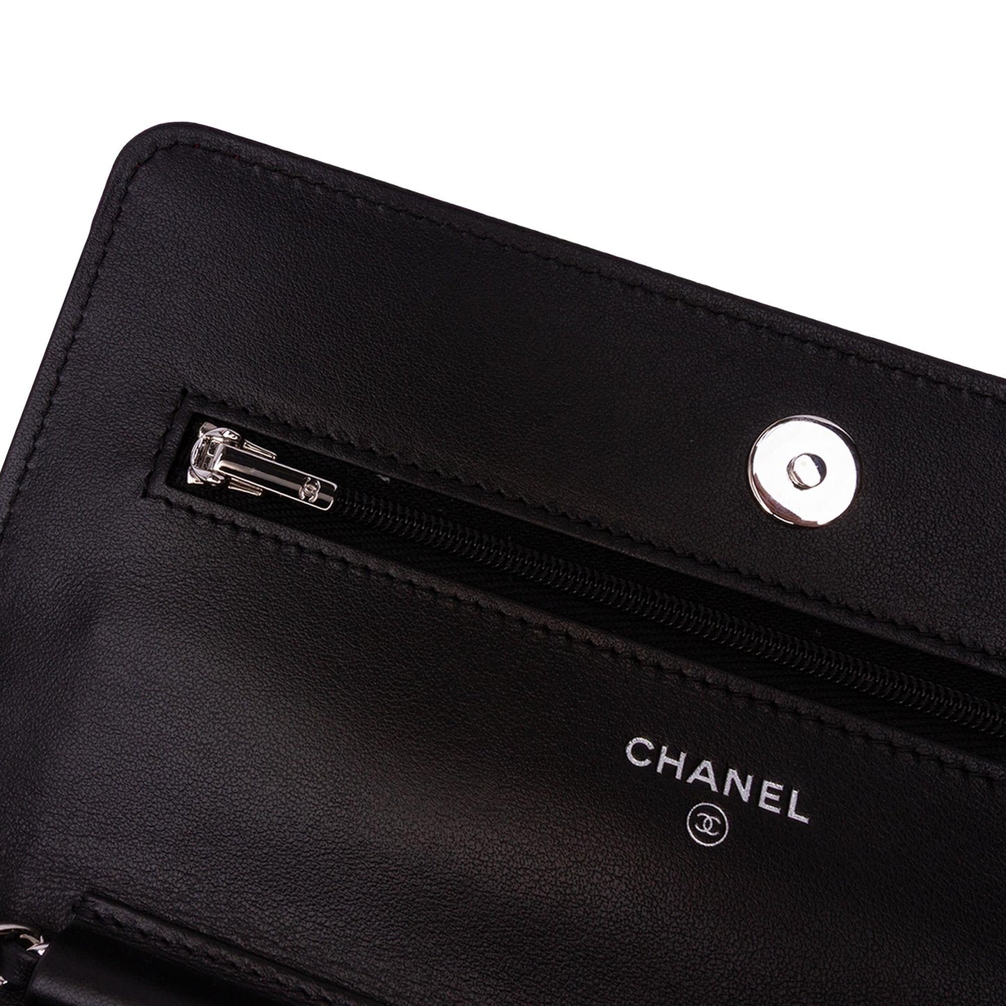 Chanel CC Bicolor Quilted Patent Wallet on Chain