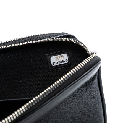 Chanel CC Calfskin and Sequin Double Zip Wallet on Chain