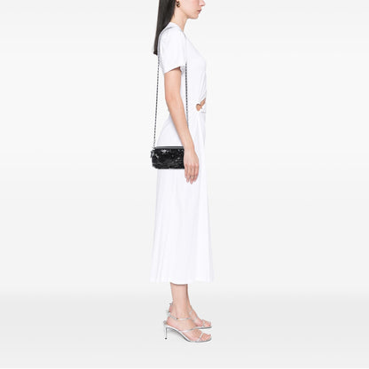 Chanel CC Calfskin and Sequin Double Zip Wallet on Chain