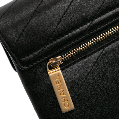 Chanel CC Chevron Calfskin Envelope Clutch