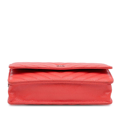Chanel CC Chevron Caviar Wallet On Chain (SHG-Z8eO2B)