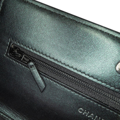 Chanel CC Chevron Quilted Crumpled Calfskin Wallet On Chain
