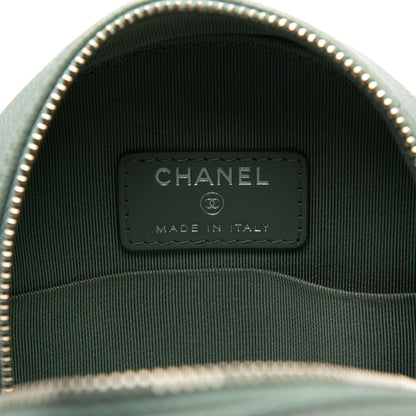 Chanel CC Quilted Caviar Round Clutch With Chain
